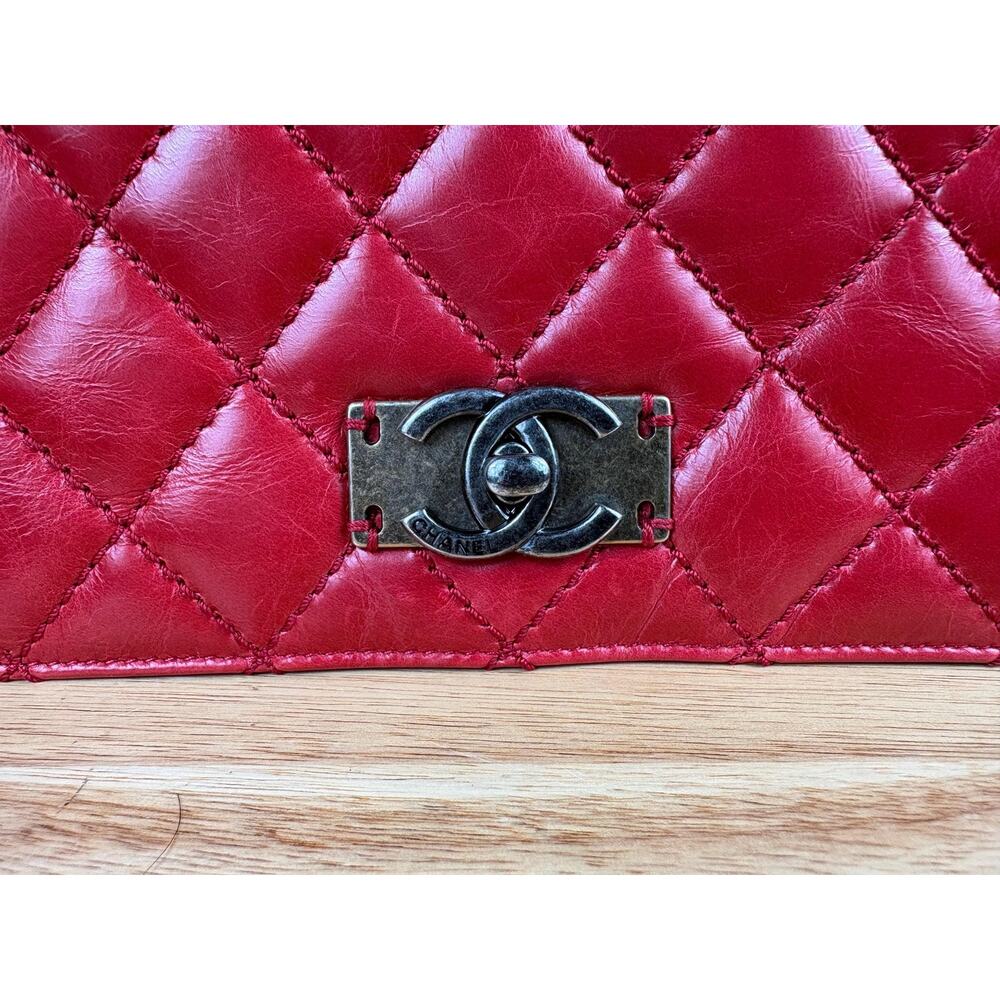 Authentic Chanel Matelasse Red Calfskin Leather Cocomark Shoulder Bag w/ COA - Picture 10 of 16